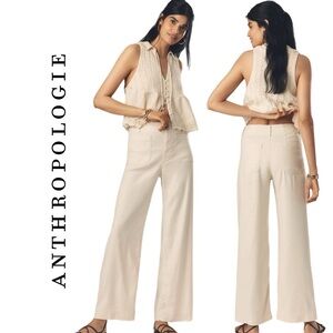 Anthropologie Colette Linen Full-Length Wide-Leg Pants by Maeve